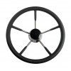 Рулевое колесо черный обод, стальные спицы, Ø340 мм